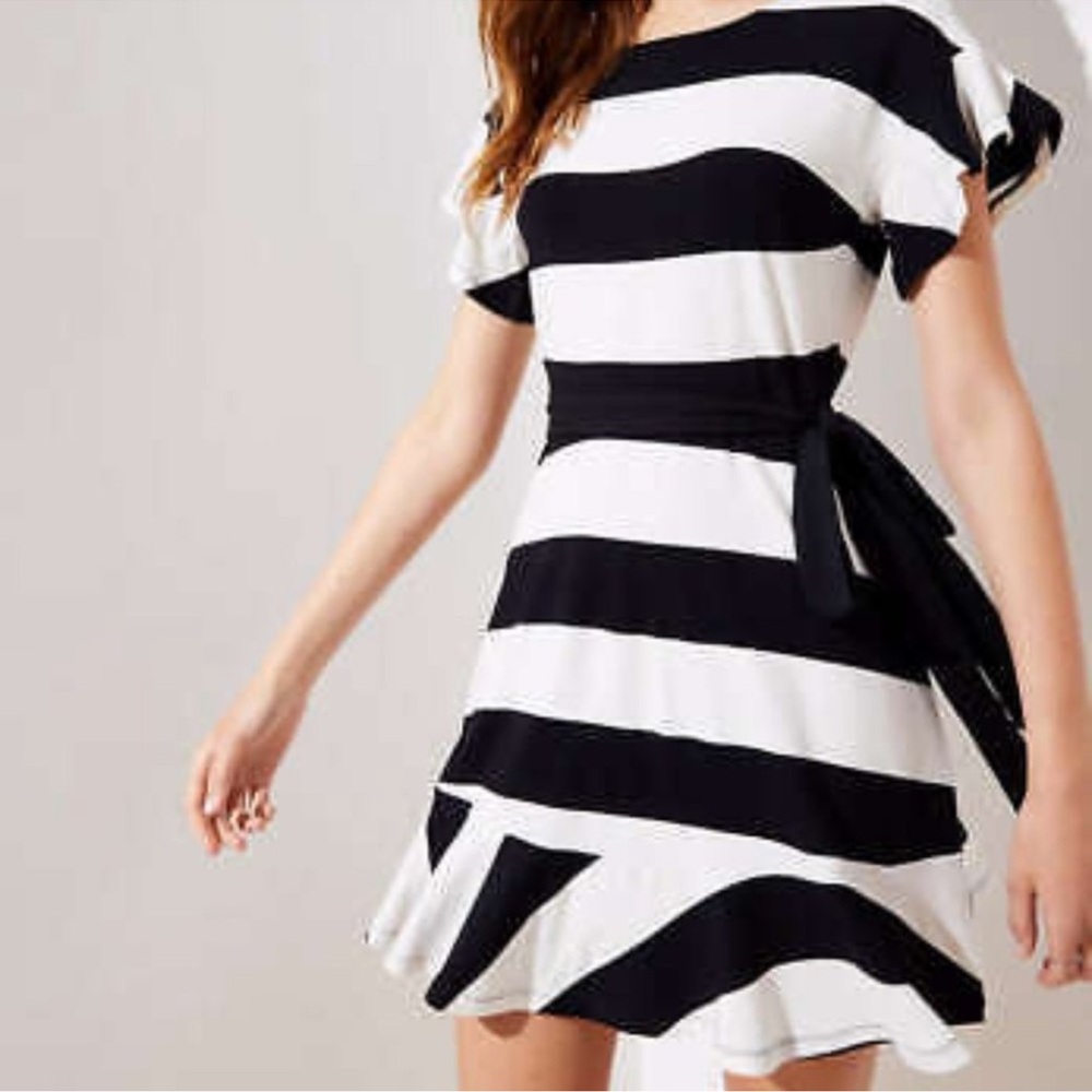 Loft Striped belt dress